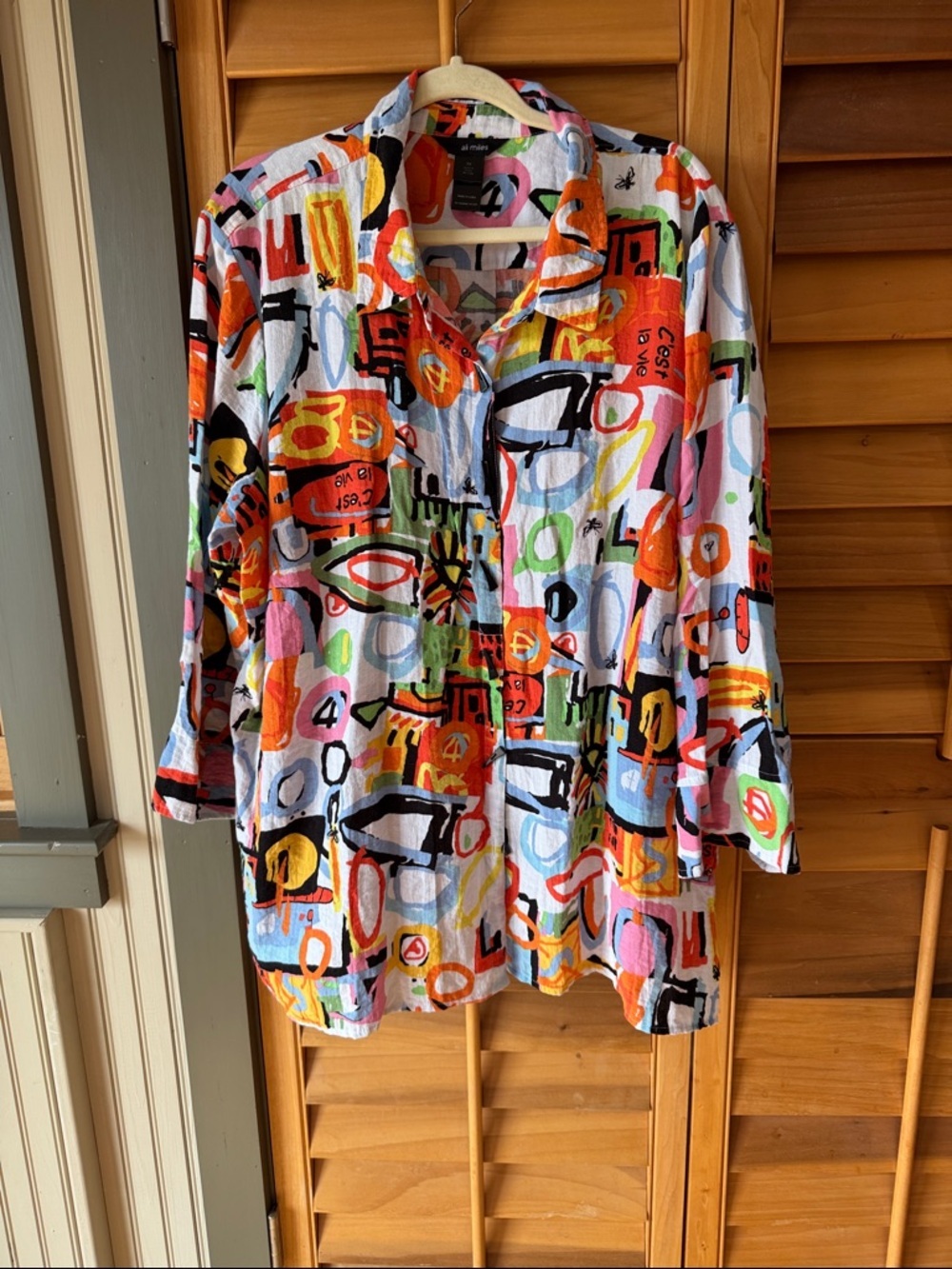 Ali Miles 80’s Abstract Print Blouse with back zipper size 3X